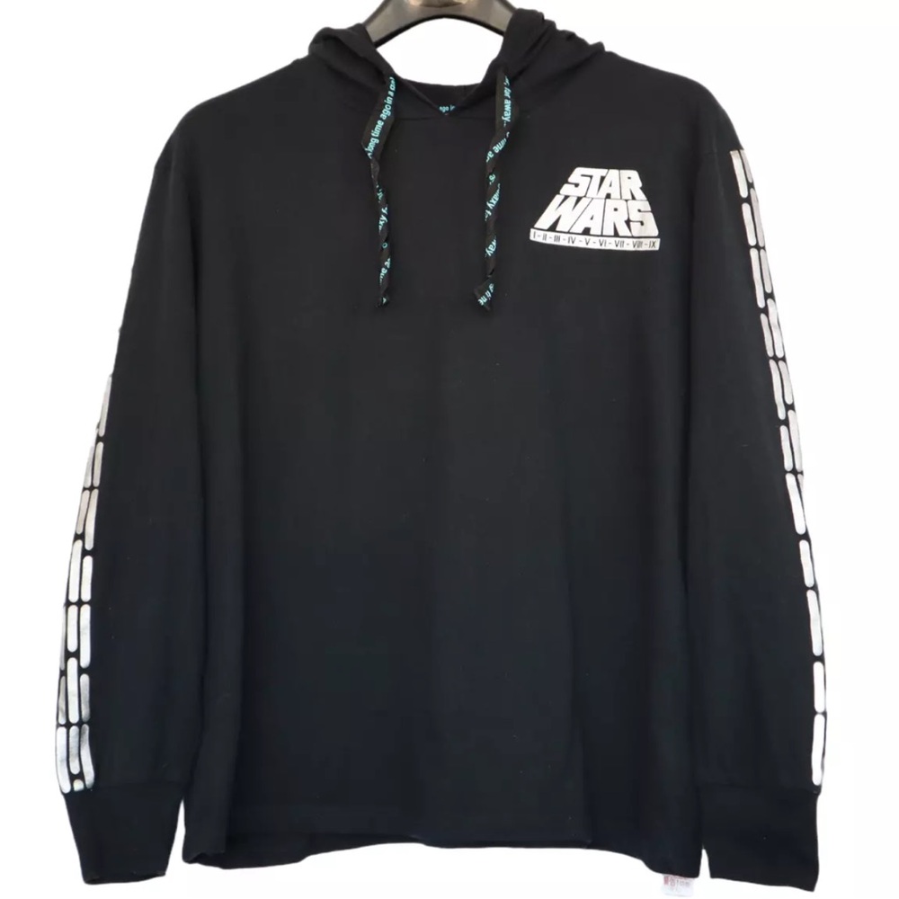 Disney Star Wars A LONG TIME AGO Pullover Hoodie black lightweight Large